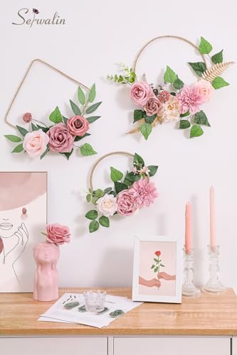 Serwalin Artificial Flowers Dusty Pink Silk Fake Flowers for DIY Wedding Bouquets Cake Flowers Spring Decor Table Centerpieces Arrangements Baby Shower Decoration - color: A Abby Dusty Pink, size: Square
