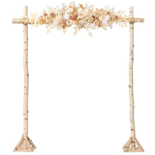Ling's moment Wedding Arch Flowers - 6.5FT Floral Garland for Ceremony Arbor Backdrop Decoration - Artificial Rose Floral Swag for Sweetheart Table Birthday Party, Baby Shower, Beige Brown - color: Brn-beige & Sage