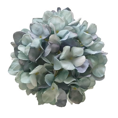 7.1''Fall Blue Hydrangea Artificial Flowers,10Pcs Artificial Silk Hydrangea Heads,81 Petals Faux Hydrangea Flowers Heads with Stems for Home Wedding Baby Shower Decor(Fall Blue) - color: Fall Blue