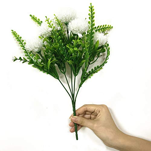 CATTREE Artificial Dandelion Plants, Plastic Flowers Shrubs Bushes Fake Grass Wedding Indoor Outdoor Home Garden Arrangements Party Decoration Planting Filler White 4 Pack - color: Dandelion-white-4 Pack
