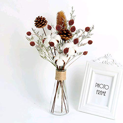 30 Pcs Dried Flowers Bouquet Bulk Mini Billy Ball Flowers Pine Cone Flowers Natural Dried Flowers for Vase Handmade Fake Flowers for Home Indoor Kitchen Office DIY Wedding Table Decor (16.9") - color: 30pcs