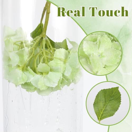 IPOPU Green Hydrangea Artificial Flowers 6Pcs Faux Hydrangea Flowers Real Touch 12'' Latex Fake Hydrangea Stems for Wedding Bouquets Arrangement Home Table Centerpieces Party Decor (Green) - color: Baby Green