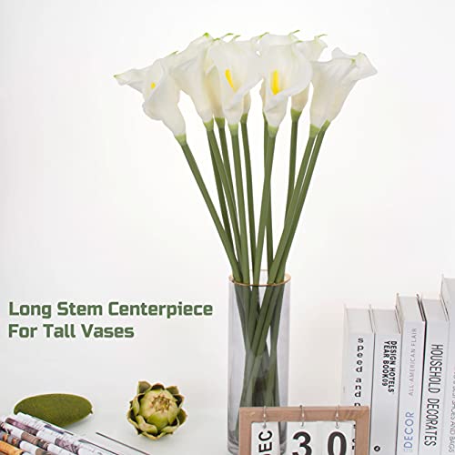 10pcs Calla Lilies Artificial Flower,26'' Long Stem Artificial Calla Lily Flowers,Realistic Arum Lilies for Wedding Bridal Bouquet Home Decor Centerpiece,White - color: White