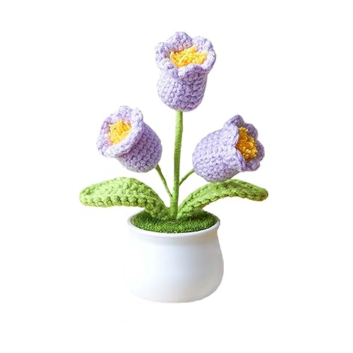 Crochet Flowers Cute Flower for Women,Knitting Flowers Gift for Friends,Mother, Coworkers, Valentines,Graduation, Christmas,Office Desk & Home Decoration(Purple) - color: Purple