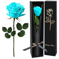 Light Blue Single Forever Roses Luxury Gift for Women/Men, Fresh Flowers Bouquet for Girlfriend, Wife, Mom, Anniversary, Valentine's Day, Wedding, Graduation, Christmas, Birthday - color: Light Blue