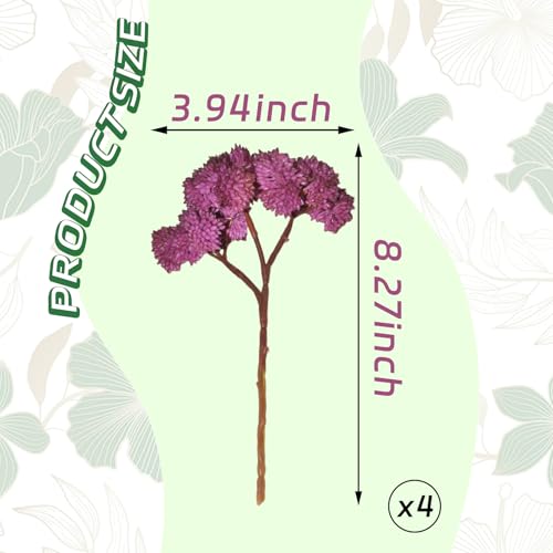 4PCS Artificial Succulent Flower, Plastic Plants Green Artificial Plants for Home Garden Decorations, Party Decorations, Bedroom Office Decorations, Wedding Decorations(Purple) - color: Purple, size: 4PCS