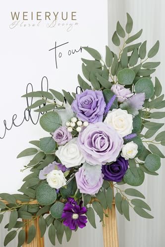 Artificial Wedding Arch Flowers Kit(Pack of 2) for Wedding Arch, Bridal Shower, Ceremony and Reception Backdrop Decoration (Dancing Purple Kelsang Flowers) - color: Dancing Purple Kelsang Flowers