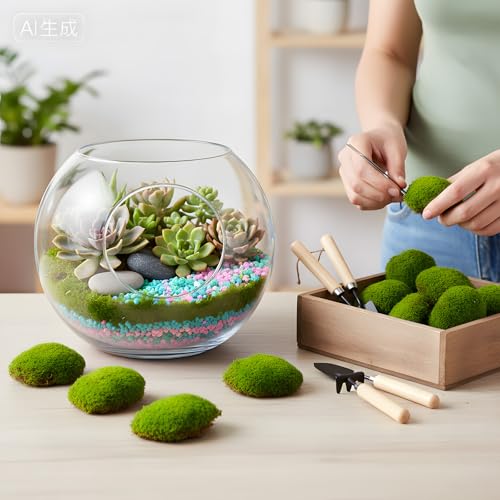 Solsew 6 Pcs Artificial Fake Green Moss for Potted Plant Indoor Waterproof Decorative Faux Moss Decor for DIY Crafts Garden Wedding Party Decoration(Charming) - style: Charming
