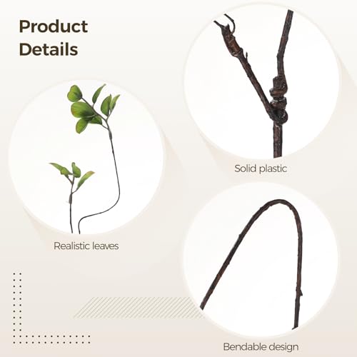 8 Pcs Artificial Ficus Branches 37.8 Inches Long Fake Greenery Stems for Vase Faux Eucalyptus Stems with Leaves, Realistic Green Leaves Branches for Home Decor Office Desk Decoration - color: Green
