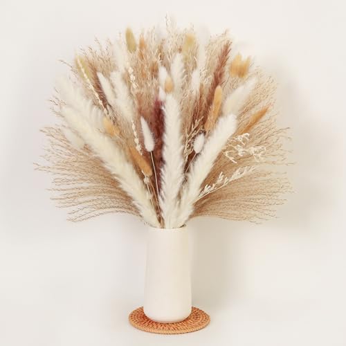 99pcs Pampas Grass Bouquet Dried Flowers for Boho Wedding and Home Decor Rustic Pampas Grass Arrangement( 17inch ) - color: 99pc Pampas Gress