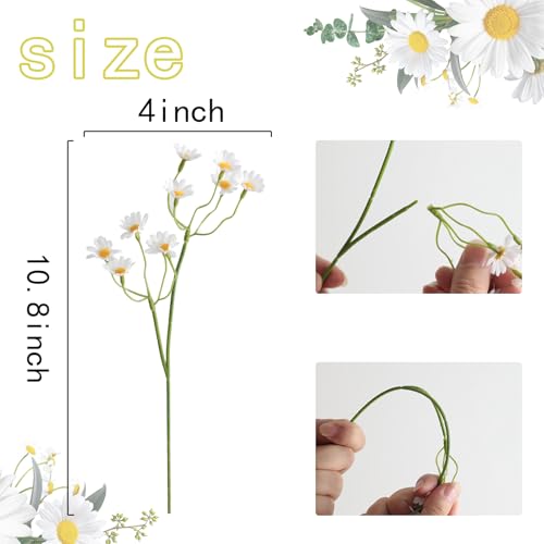 rongflower Artificial Daisy Flowers,24 Pcs Small White Fake Daisy Flowers for Wedding, Home Decor, Floral Arrangements, Vase Centerpieces - color: White Daisy Flowers