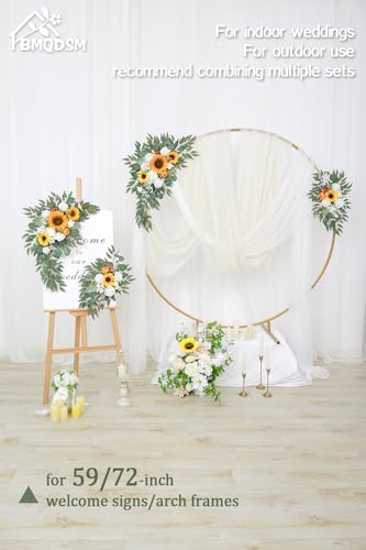 Wedding Arch Faux Flowers Set of 2 Greenery Garland for Wedding Decor Ceremony and Reception Backdrop Decoration (Sunflower) - color: Sunflower