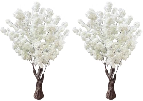 Artificial Cherry Blossom Tree, 4.3FT 2 Pack White Faux Cherry Blossom Tree for Home, Wedding & Party Decoration, Indoor & Outdoor - color: White 2pack