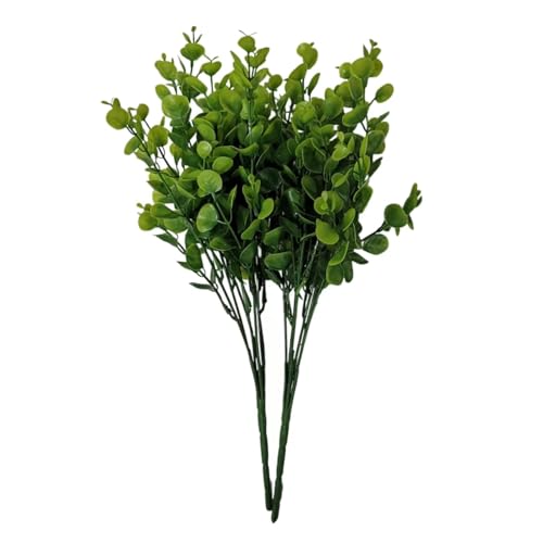 8 Bundles Multi colored artificial eucalyptus leaves, plastic plants, outdoor plants, indoor decorative artificial plants, porch window frames, green plant decorations (8, Pure light green) - color: Pure Light Green