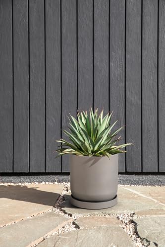 Veradek Mason Series Lima Planter - Round Planter for Indoor or Outdoor Porch/Garden | Made from Plastic-Stone Composite with Drainage Holes | Modern Décor for Succulents, Flowers, Small Plants - color: Gray, size: 10 inches - 2 Pack with Saucers
