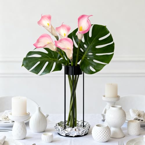 8 Pcs Calla Lily Artificial Flowers 26 Inch Lilies Flowers Floral Bouquet for Home Table Party Wedding Decor (Light Pink) - color: Light Pink