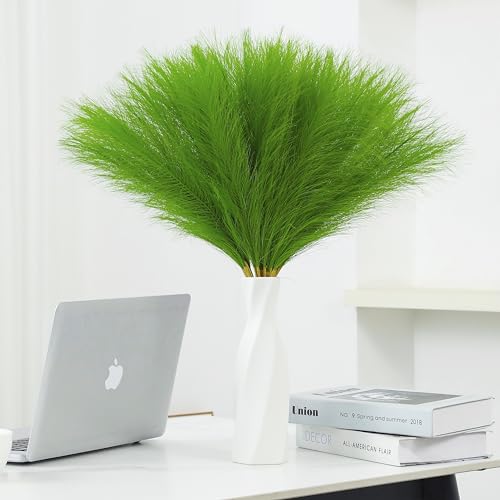 30pcs 22" Green Pampas Grass - Faux Pampas Grass Decor Artificial Pampas Grass for Tabke Vase Fluffy Artificial Pampas Grass for Boho Home Wedding Mothers Day Decoration - color: Grass Green, size: 30pcs