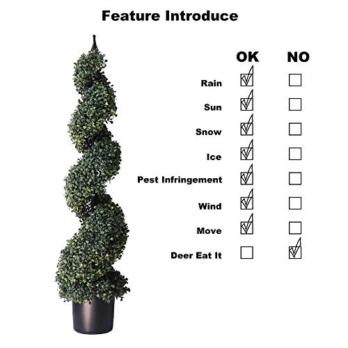48'' Spring Artificial Spiral Boxwood Topiary Tree in Plastic Pot Indoor & Outdoor Use (2 Pack) - size: 4 ft
