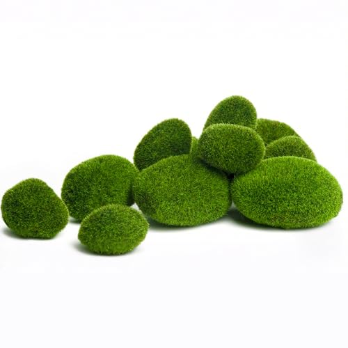 Nicunom 50 Pcs 5 Size Artificial Moss Rocks Decorative, Faux Green Moss Decor Balls for Floral Arrangements, Fairy Gardens and Crafting