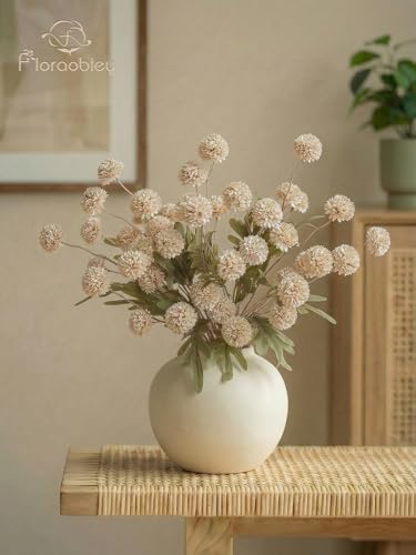9pcs Beige Fake Flowers Silk Mini Mums with Stems, Faux Chrysanthemum Pompon Balls Artificial Flower Bulk for DIY Wedding Centerpieces, Vase Fillers, Table Floral Arrangements & Home Decor - color: Beige