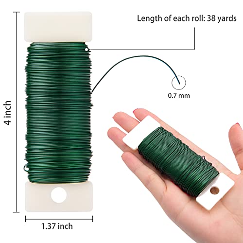Hapeper 22 Gauge Floral Flexible Paddle Wire for Christmas Wreath Tree, Flower Arrangements, 3 Pack 114 Yards (Green) - color: Green