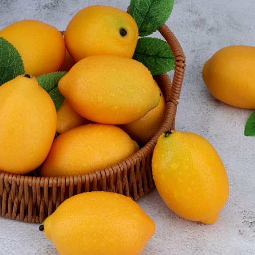 Gresorth 8pcs High Grade Fake Yellow Lemon Decoration Artificial Lemons Realistic Fruit Simulation for Home Party Holiday Christmas Display - color: B