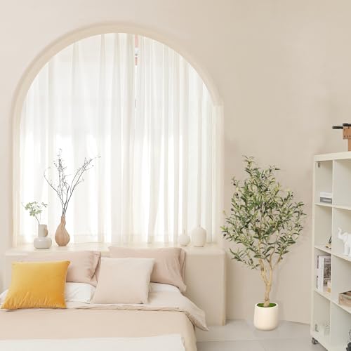 Realead Faux Olive Tree 4ft - Realistic Indoor Olive Tree Plants - Fake Olive Tree with Thick Trunk and Lifelike Fruits - Artificial Olive Trees for Modern Home Office Decor Indoor - size: 4ft