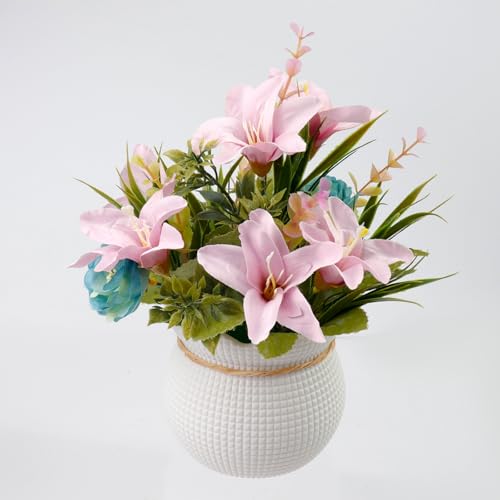 50 PCS Purple Artificial Flower Heads Lily Flowers Bulk Silk Flowers Fake Mini Lilies Flower Heads for Crafts Wedding Home Decoration