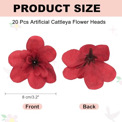 uxcell 20 Pcs Artificial Cattleya Flower Heads, Fake Cattleya Heads Bulk Artificial Flowers for DIY Wedding Bouquets Centerpieces Party Home Decorations, Autumn Red - color: Autumn Red