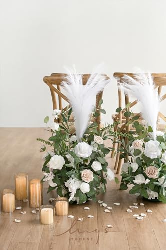 Ling's moment 41" Tall Free Standing Artificial Flowers Arrangements 2 pcs, Wedding Arch Altar Stage Decorations White Sage for Spring Ceremony Reception Rose Fake Floral Party Outdoor Garden Decor - color: Wht-white & Sage
