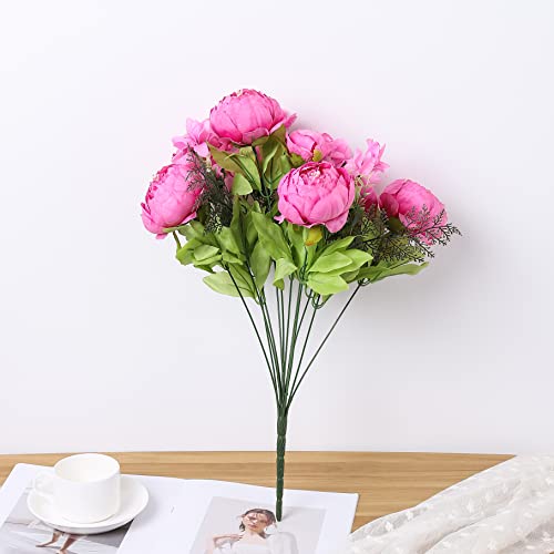 Duovlo Springs Flowers Artificial Silk Peony Bouquets Wedding Home Decoration,Pack of 1 (Spring Peach Pink) - color: Spring Peach Pink