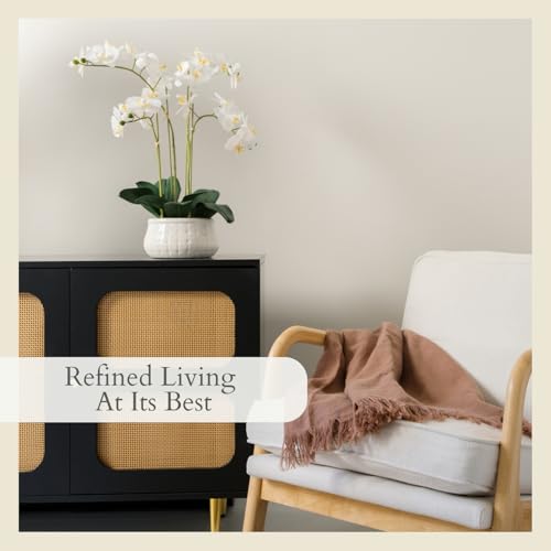 CG Hunter Faux White Orchid Plant, Premium Artificial Indoor Flower Display Stands 23”, Beautiful Sculptural Blooms That Lasts Forever, White Planter Pot Included - size: 23" White 4-Stem Orchid