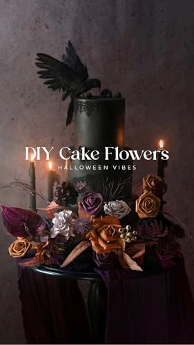 Ling's moment Fake Flowers Box, Faux Artificial Greenery Stems Foam Roses Gardenia Anthurium Silk Willow Eucalyptus Fabic Flower for Centerpieces Bouquet Vase, Black & Orange & Purple, Deluxe Combo - color: Blk-black & Orange & Purple, size: Deluxe