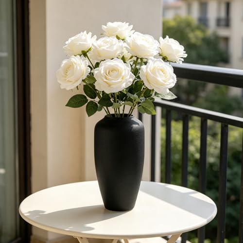 Hosley Black Traditional Metal Vase 11" High Black Vase Floor Tall vase Ideal for Home Decor Weddings, Party, Home Office - color: Black