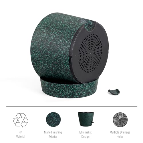 Meowell 12 inch Large Self Watering Pots for Indoor Outdoor Plants, Flower Plant Pots with Mesh Drainage Holes for Garden, Plastic Planters with Reservoir for Home Plants, Black with Green Speckles - color: Black With Green Speckles, size: 12inch A