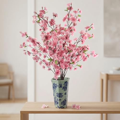 Larksilk 36" Lavender Pink Cherry Blossom Branch – Tall Artificial Sakura Stem for Floor Vases, Wedding Arches & Spring Home Decor | Real-Touch Faux Japanese Blossoms for Centerpieces - color: Dark Pink