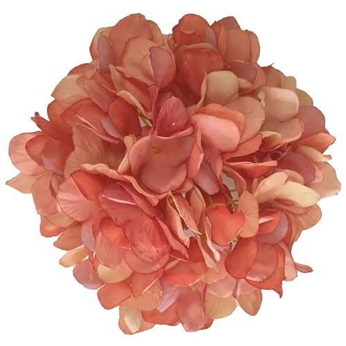 7.1''Hydrangea Silk Flowers Coral,10Pcs Artificial Silk Hydrangea Heads,81 PetalsFaux Hydrangea Flowers Heads with Stems for Home Wedding Baby Shower Decor(Coral) - color: Coral