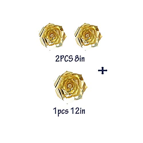 N/C 3pcs Party Paper Flower Wedding Flower Backdrop Decorations DIY Handcrafted Flower for Wedding Backdrop Nursery Wall Decoration (Flower-1, Gold) - color: Gold, size: Flower-1