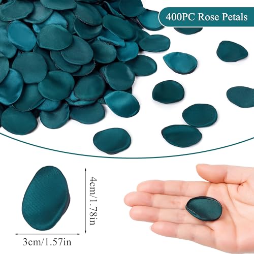 SITUMEIZI 400PCS Artificial Green Rose Petals Fake Silk Flower Petals for Romantic Night for Her Set Valentine's Day, Wedding, Proposal Anniversary Decorations - color: Green