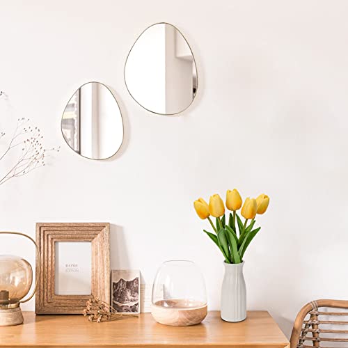 Briful 2 Packs Faux Flowers Artificial Tulips with Ceramic Vase, Poly Foam Yellow Tulips Real Touch Flower Arrangement for Home Kitchen Wedding Centerpiece Decoration - color: Yellow