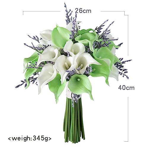 Wedding Bouquet for Bride - White and Green Calla Lily Water Drop Romantic Cascading Bouquet for Ceremony, Anniversary, Bridal Shower, Party, and Home Decor - color: White Green Calla Lily Bouquet D