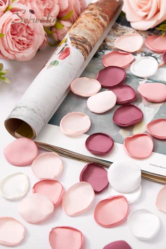 Serwalin 500Pcs Silk Pink Rose Petals Flower Petals for Weddings Proposal Peach Pink Petals for Flower Girl Basket Wedding Aisle Table Runner Bridal Shower Party Table Decor (5 Color Mixes) - color: A Peach Pink, size: 500pcs