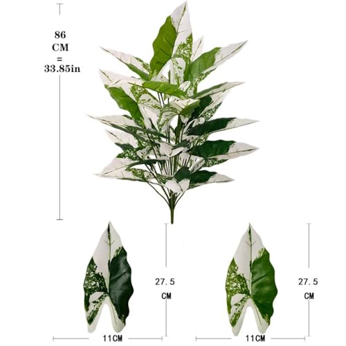 Aglaonema Plant with Variegated Green and Red Leaves, Fake Tree Leaf Simulation Flower Bonsai for Party Decoration Artificial Plants Floor Home Room Decor Ornament (White No Flowerpot, 85cm) - color: White No Flowerpot, size: 85cm