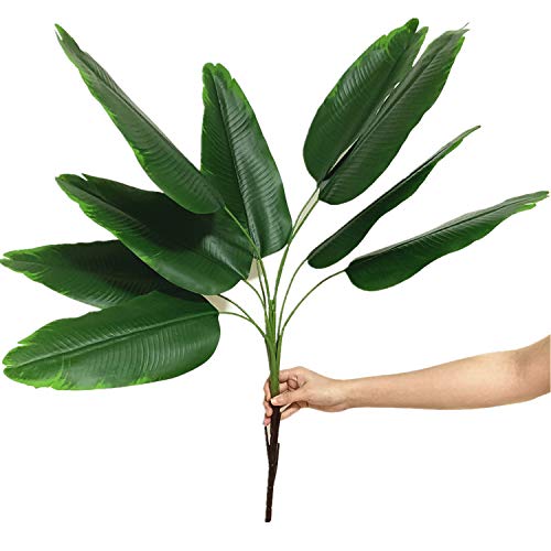 CATTREE 33 inch Tall Artificial Banana Tree, 9 Branches with Brown Leaves, UV Resistant Plastic, Ideal for Decorating Indoors or Outdoors