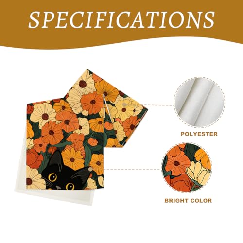 Black Cat Spring Table Runners Floral Spring Table Runner for Home Cat Floral Decorations for Home Office Kitchen Living Room Farmhouse Apartment 13 x 72 Inch - color: Black Cat 08