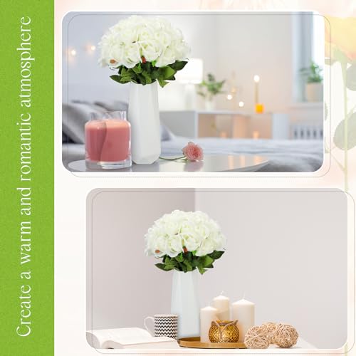 Jexine 50 Pcs Artificial Rose Flower Bulk Realistic Silk Fake Roses with Long Stem Plastic Artificial Flower Bouquet Real Looking for Home Wedding Centerpieces Party Decoration(Beige) - color: Beige