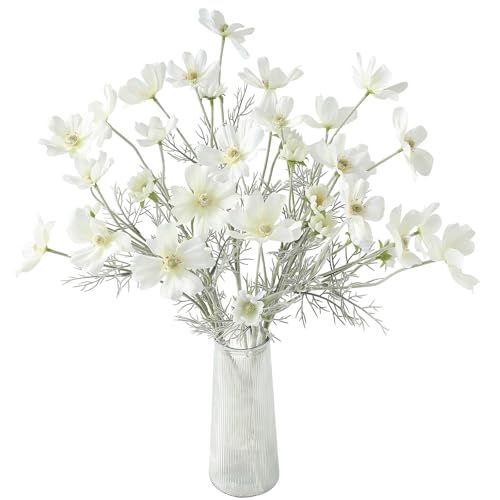 Floroom 5 Pcs Artificial Flowers Ivory Fake Cosmos Faux Silk Flower for Indoor Home Decor, Party Arrangements, Wedding Bouquets, Floral Table Centerpieces, and Decorations - color: Ivory