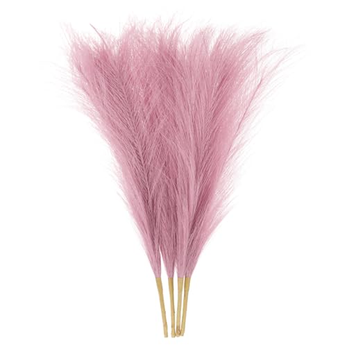 uxcell 4pcs Faux Pampas Grass 17 Inch 6 Stem Artificial Fake Dried Pampas Grass Decor for Floor Vase Filler, Wedding Decoration, Home Decoration, Red Brown - color: Red Brown