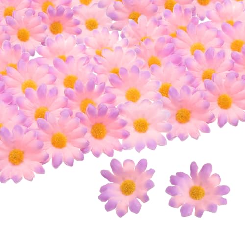 uxcell 100pcs Artificial Daisies Flower Heads,1.6" Silk Fake Daisies Heads Mini Daisies Artificial Flowers Bulk for DIY Wedding Bouquets Centerpieces Party Home Decorations, Orange/Purple - color: Orange/Purple