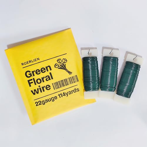 22 Gauge Green Floral Wire 3 Pack 114 Yards Flexible Paddle Wire for Christmas Wreath Tree,Crafts,Garland and Floral Arrangements (3,Green, 114 Yards) - color: Green